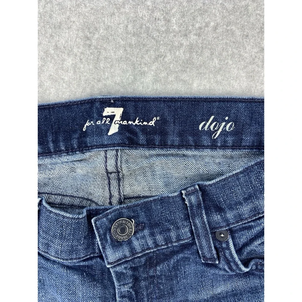 7 For All Mankind Dojo Jeans Womens 27x20 Blue Dark Wash Low Rise Capri Stretch